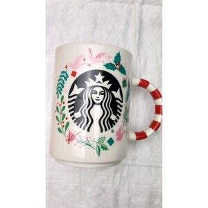 Starbucks Christmas Mug Candy Cane Striped Handle Siren